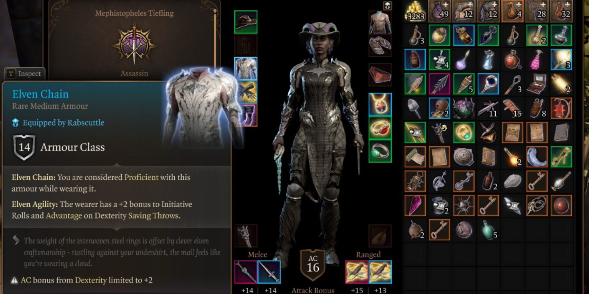 elven chain rabscuttle with inventory bg3