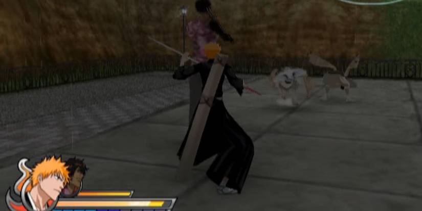 Ichigo and Chad Fighting Hollows