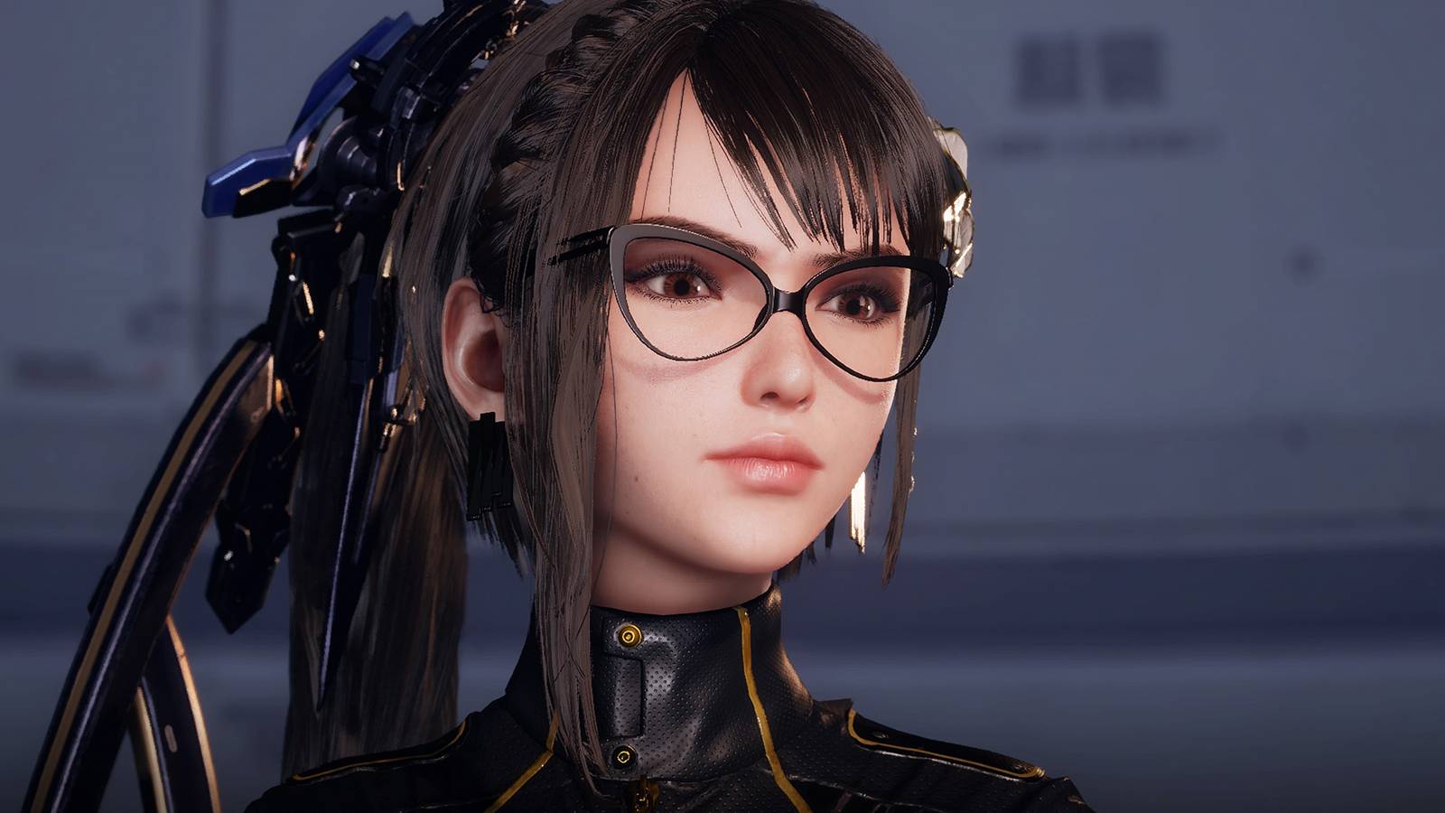 EVE wearing glasses in Stellar Blade