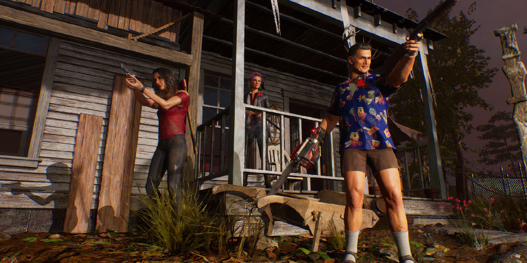 Ashley and other characters in Evil Dead: The Game