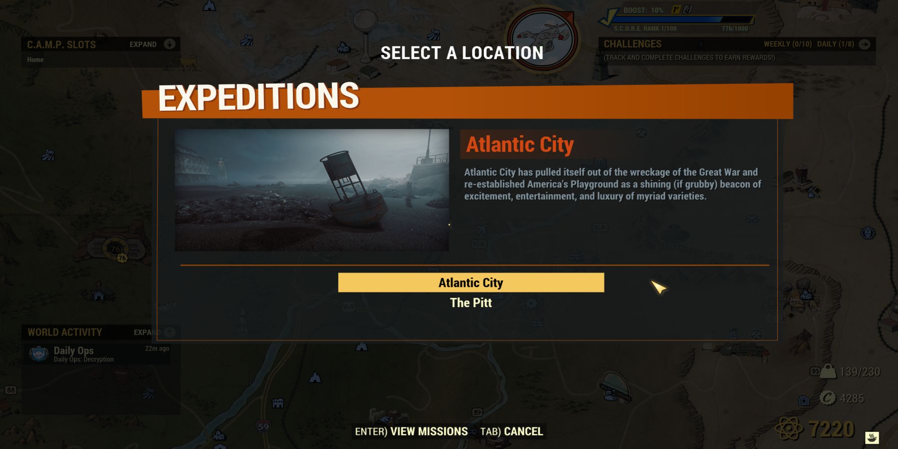 Expeditions Screen Fallout 76