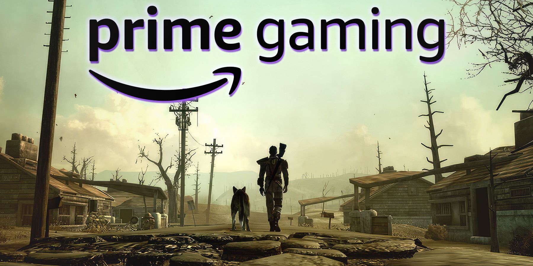 Fallout 3 Dogmeat with The Lone Wanderer upscaled promo screenshot with Amazon Prime Gaming logo edit