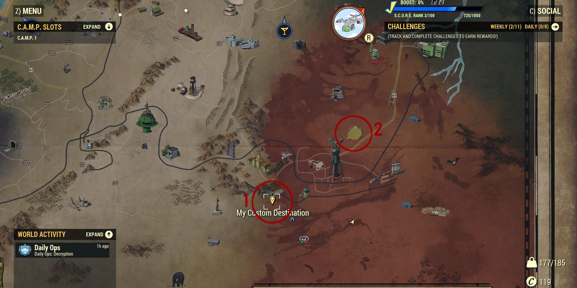 Image of Big Bend Tunnel on the map where mirelurks can be found in Fallout 76
