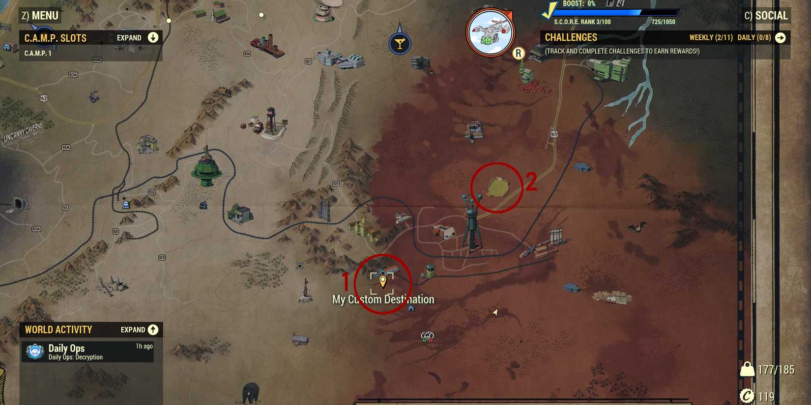 Image of Big Bend Tunnel on the map where mirelurks can be found in Fallout 76