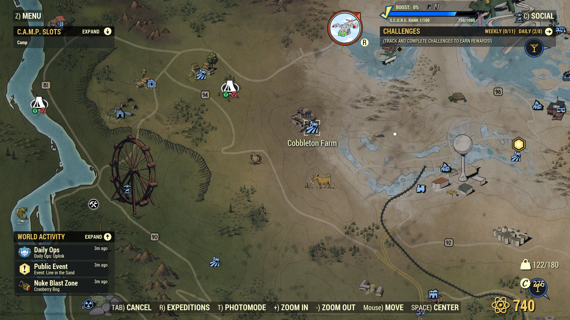 Cobbleton Farm map location in Fallout 76 