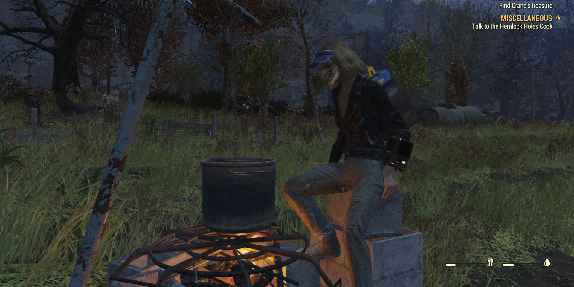 Image of a character cooking alone in Fallout 76