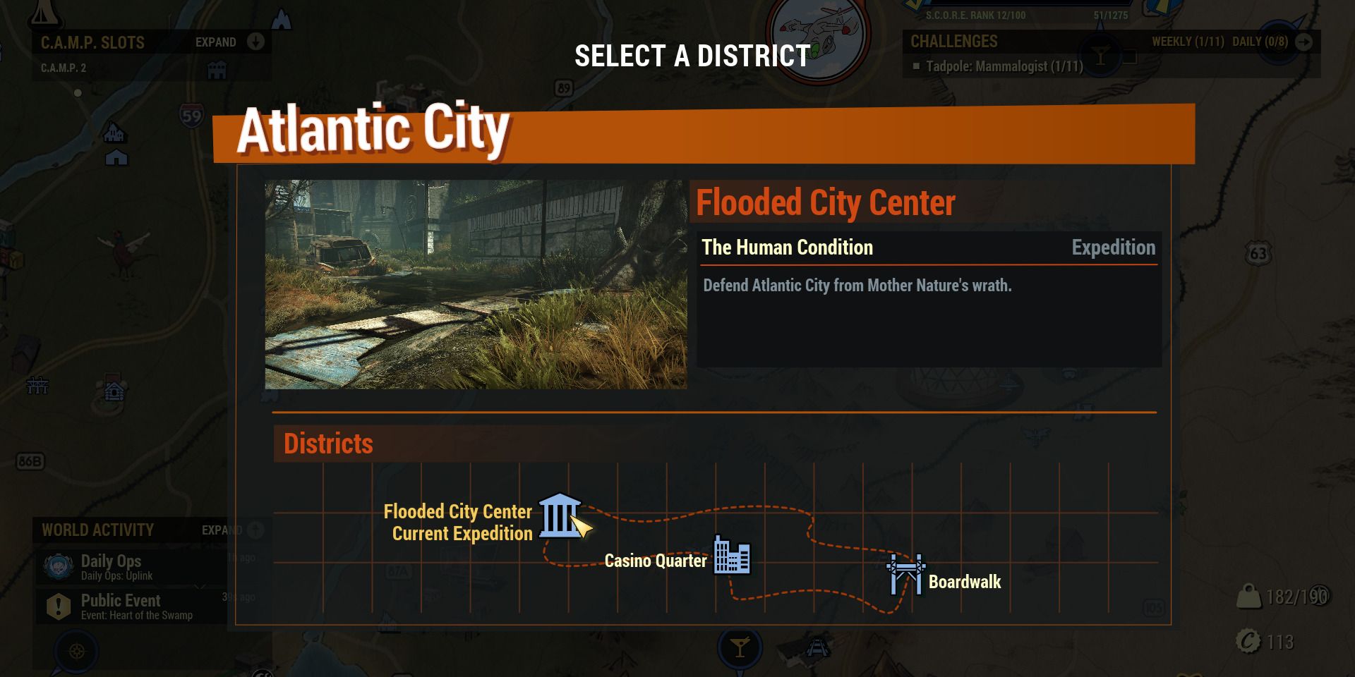 Image of the flooded ‍city center in Atlantic ‍City in ‍Fallout 76