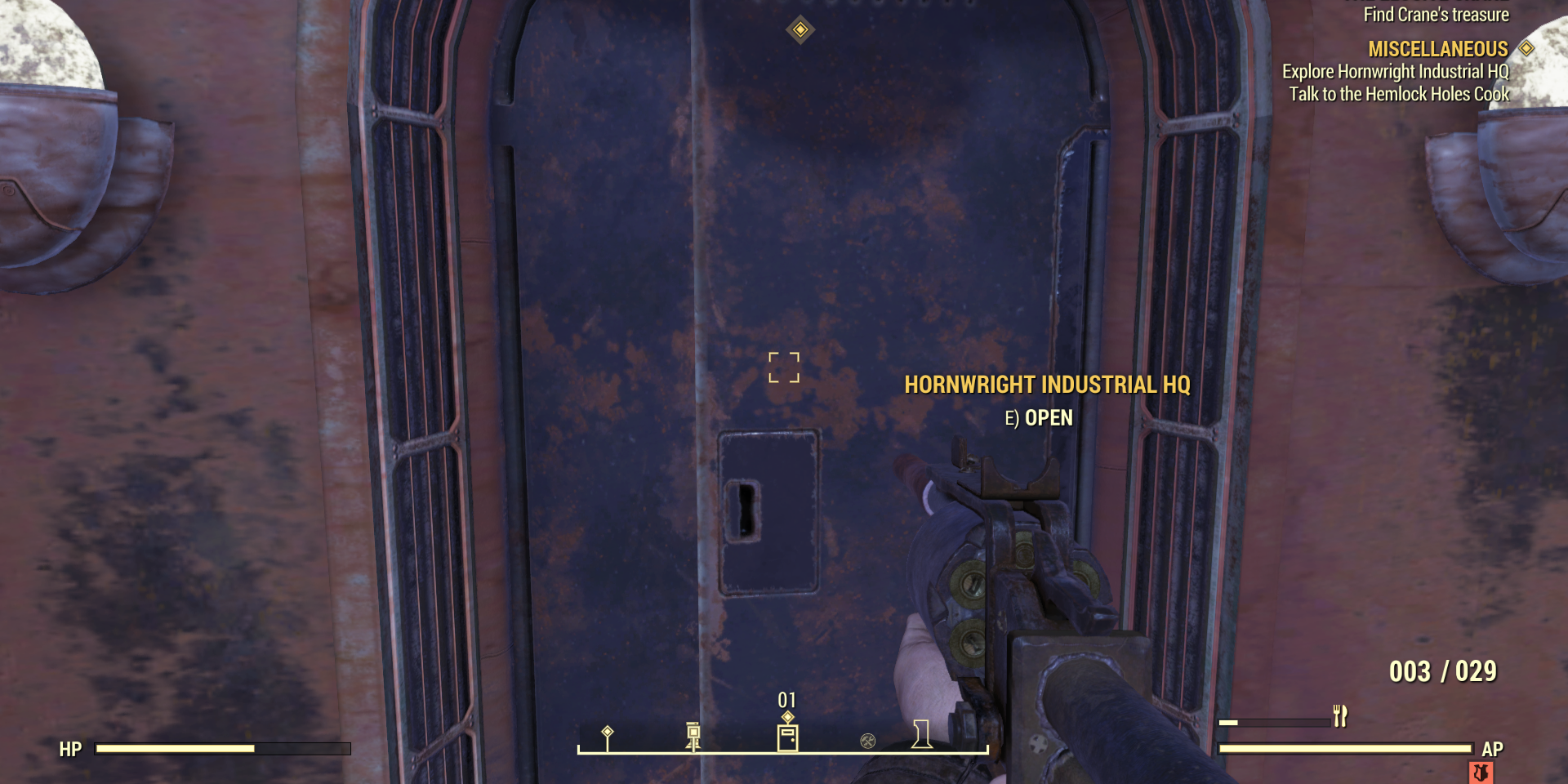 Image of the entrance to the Hornwright Industrial HQ in Fallout 76