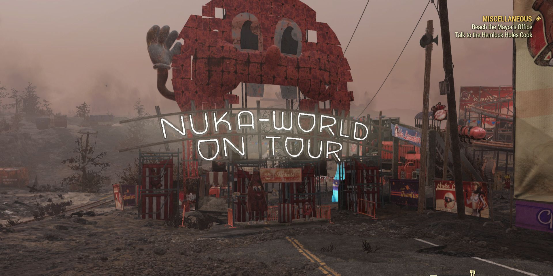 Image of the entrance to nuka world on tour in Fallout 76