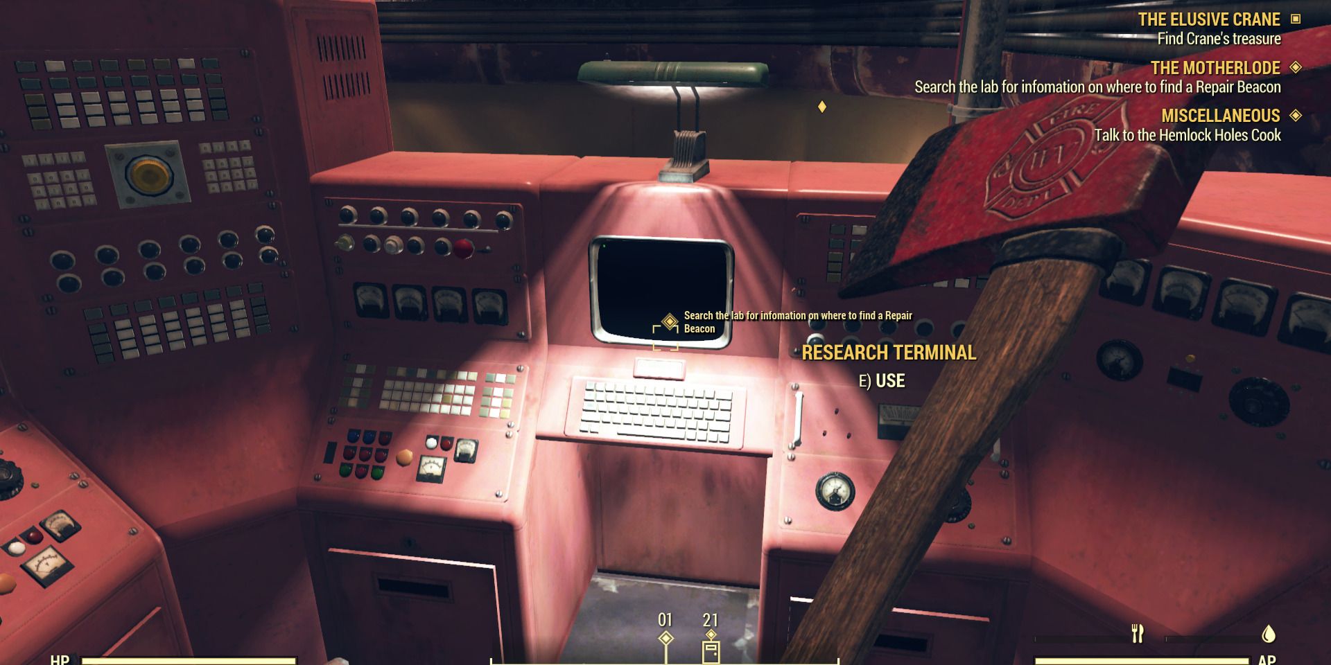 Image of the red Research Terminal in Fallout 76