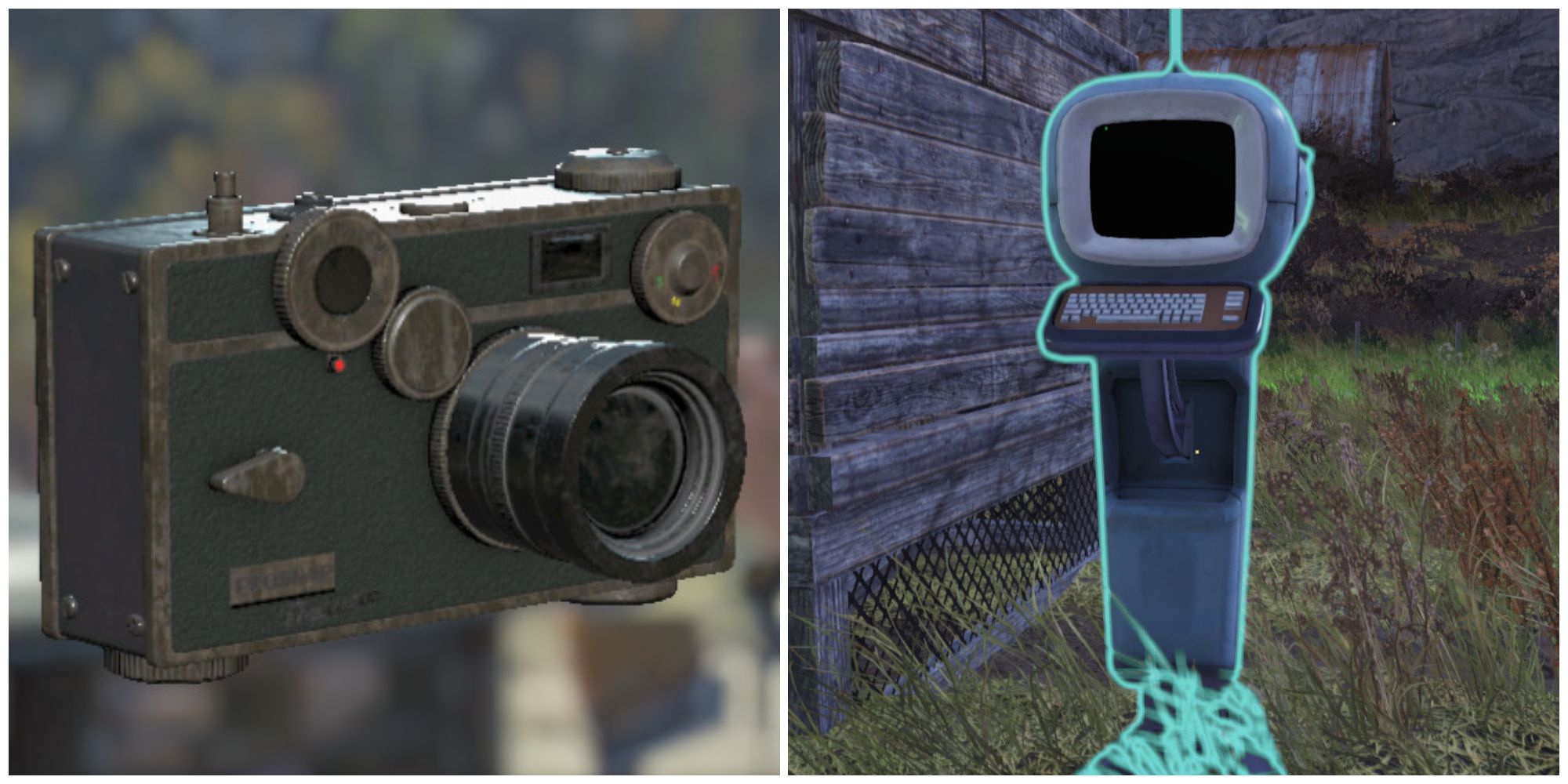 Split image of a camera and a personal terminal in Fallout 76