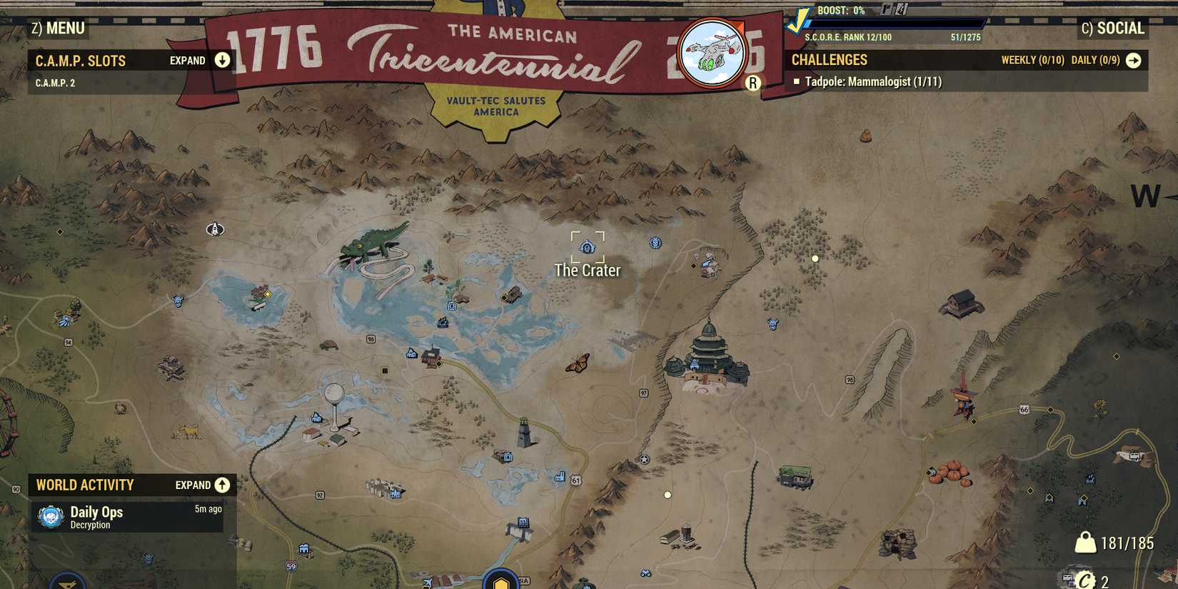 Image of the crater on the map in Fallout 76