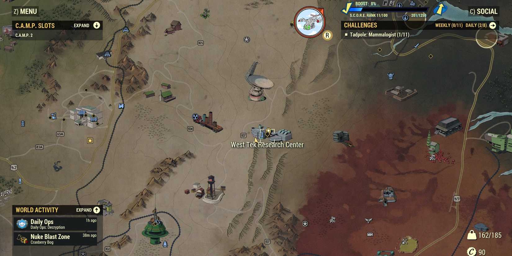 Image of the west tek research center on the map in Fallout 76