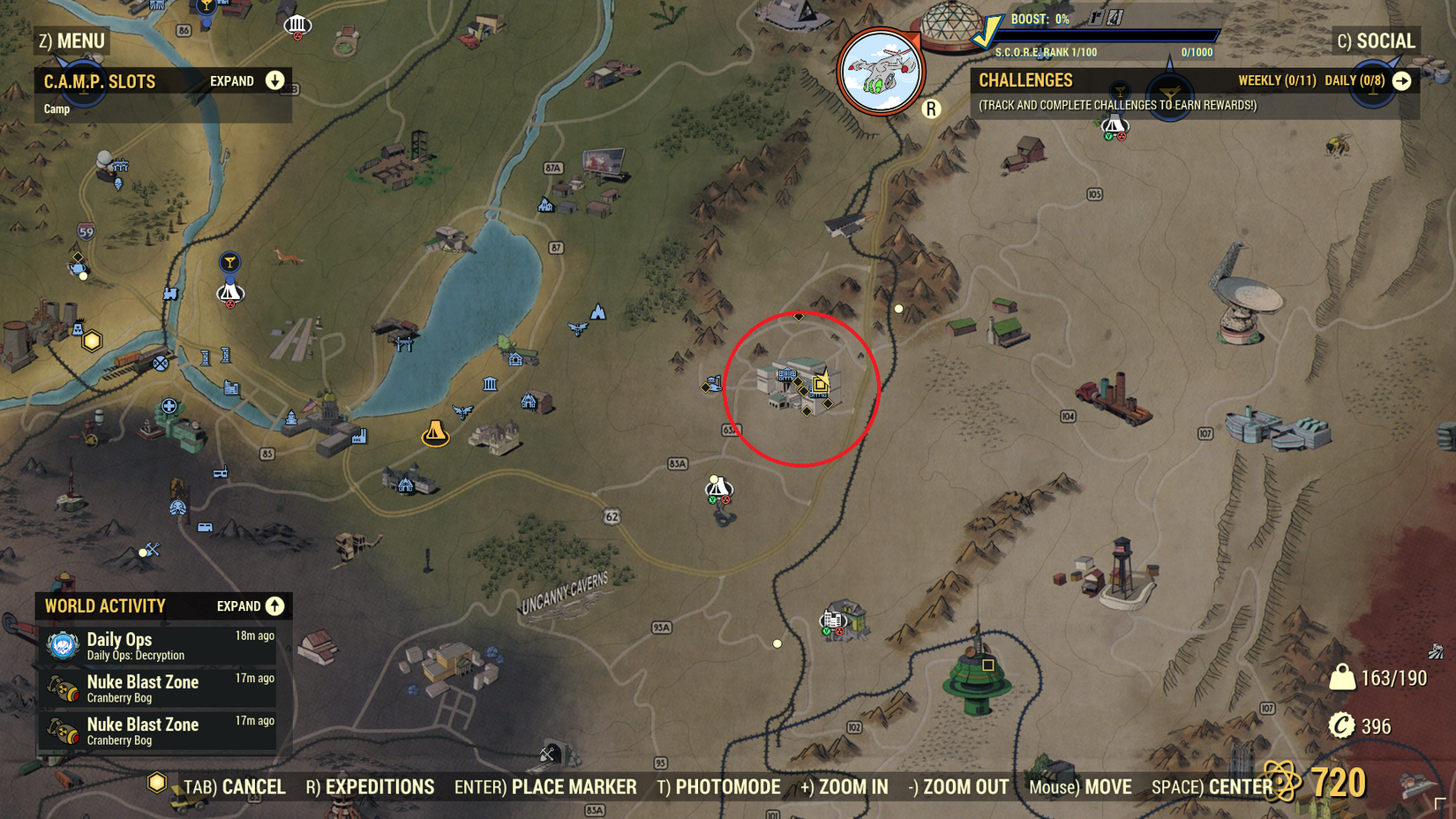 Location of the Whitespring Resort in Fallout 76