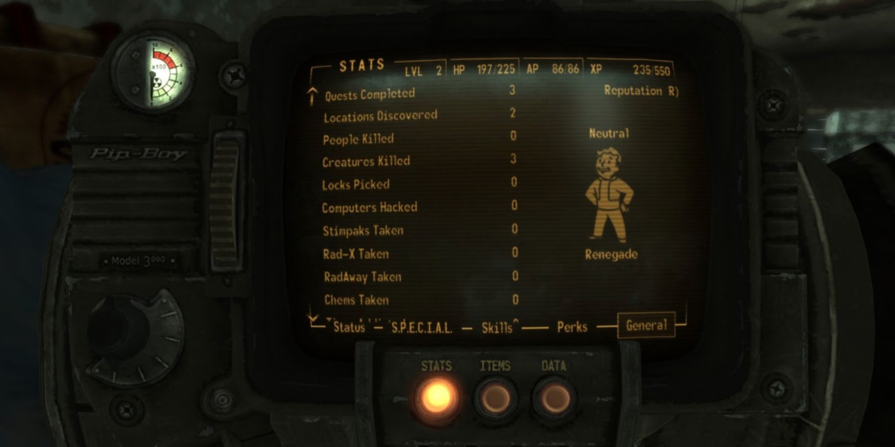 Fallout New Vegas stats