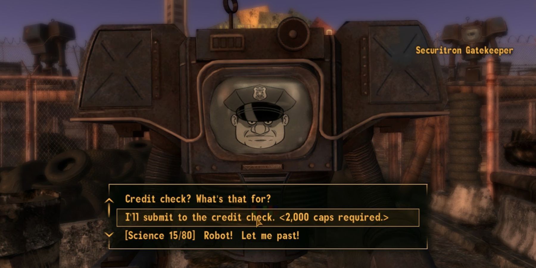 Fallout New Vegas character paying 2,000 Caps