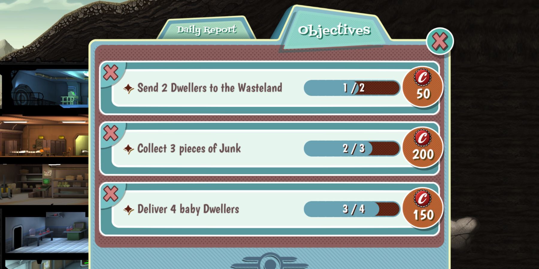 Fallout Shelter Objectives