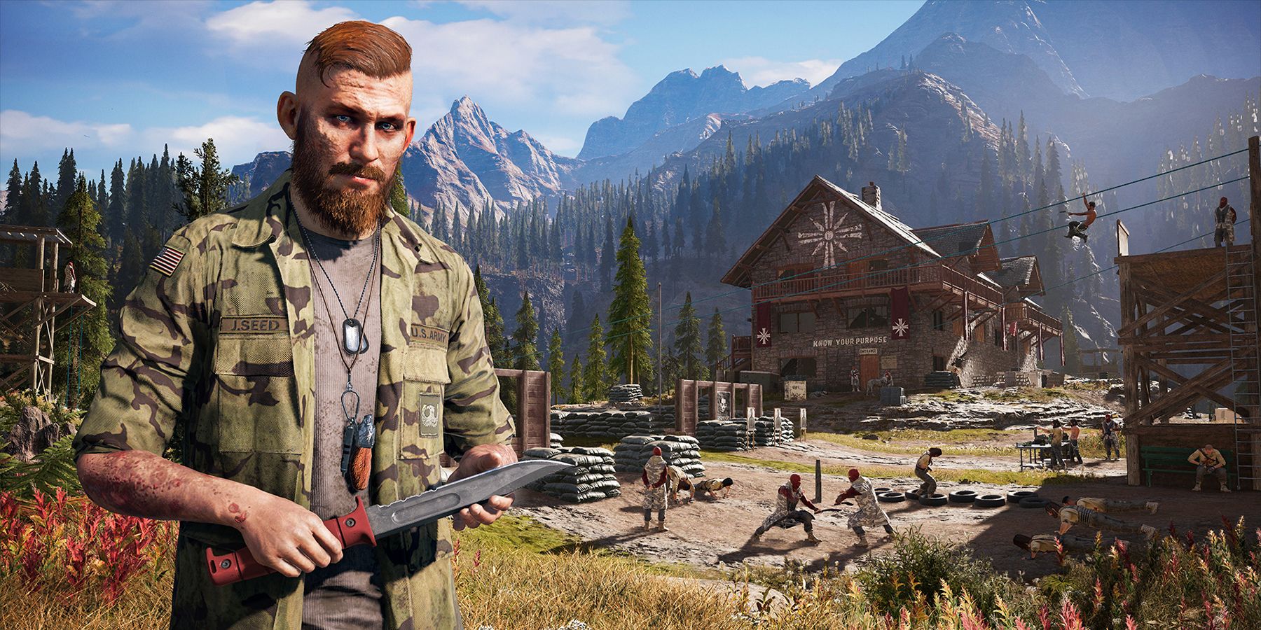 Far Cry 5 character holding a knife