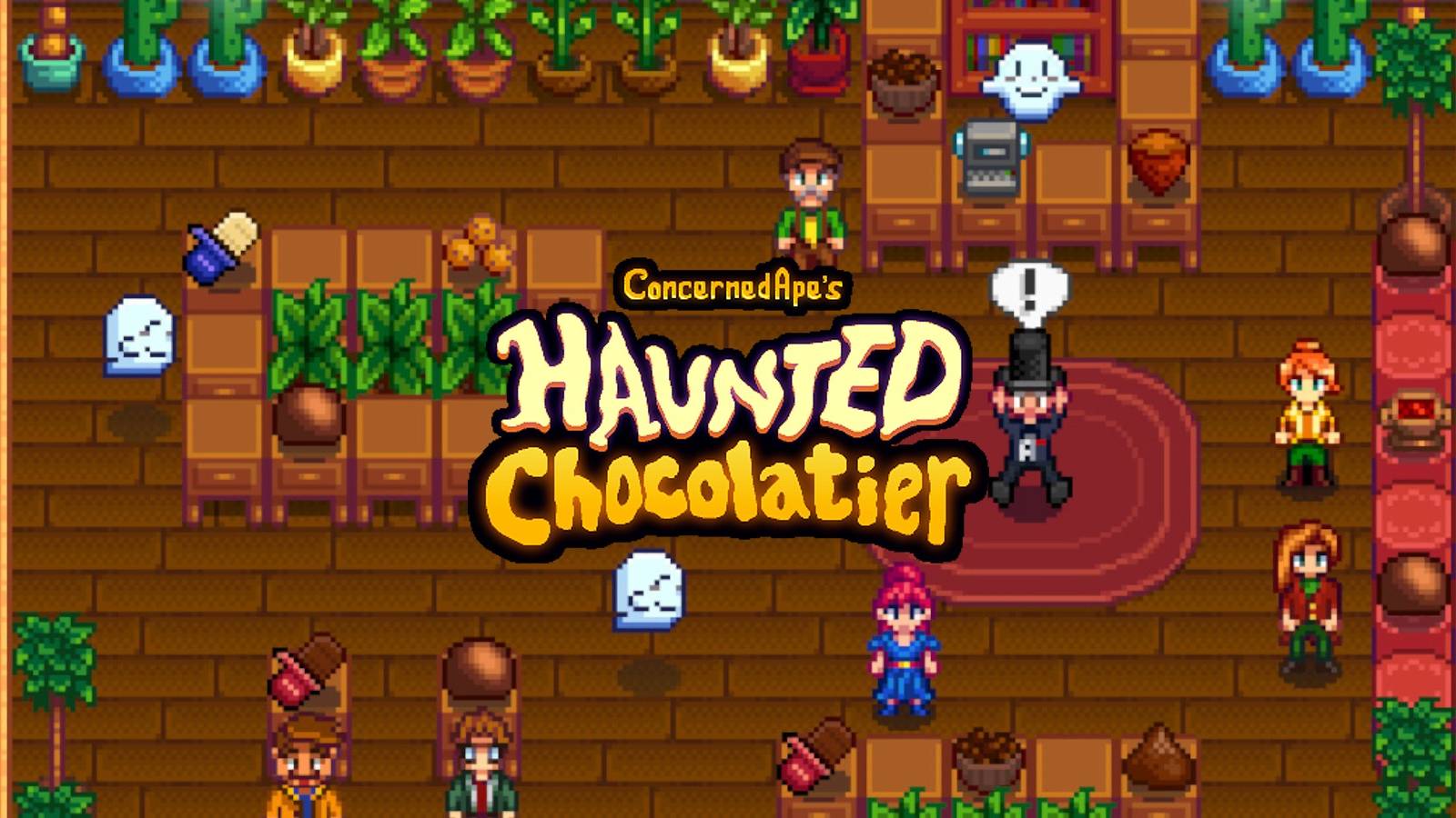 haunted chocolatier screenshot business interior with ghosts