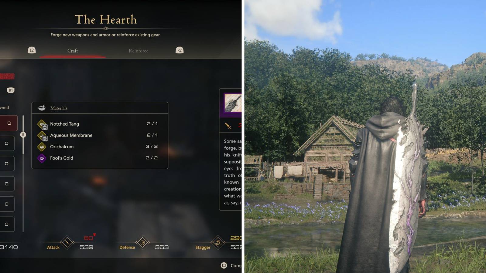 Fool's Gold Being Used To Craft A Weapon & Clive Wearing The Tonberry Blade 