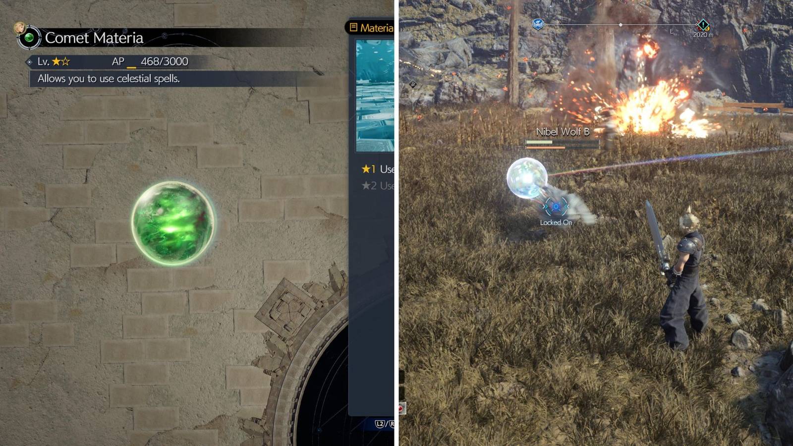 The Comet Materia In Game & Cloud Using It In Battle