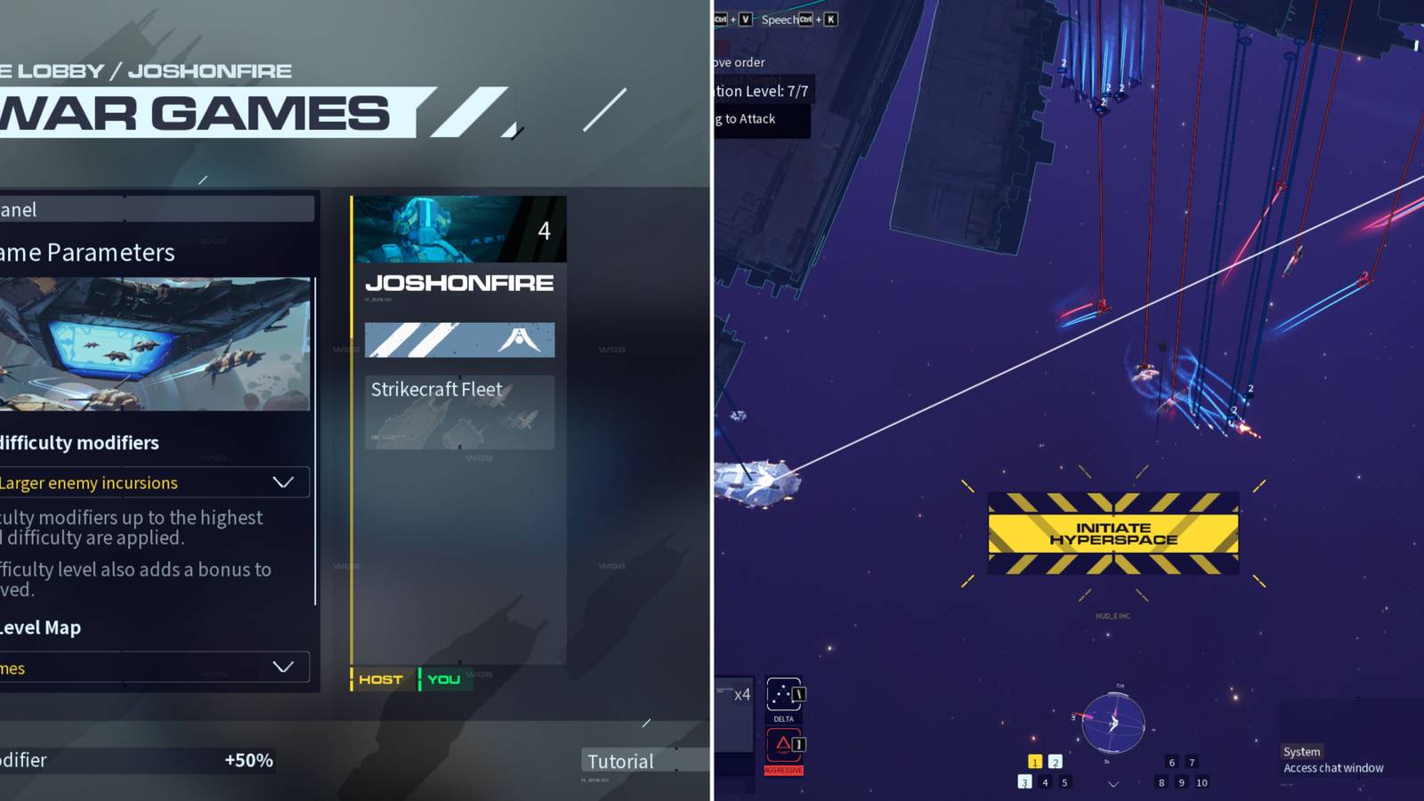 The War Games Screen & Hyperspace Button 