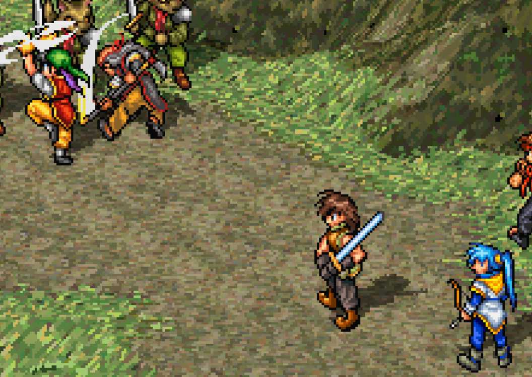Pertarungan di Suikoden 1 menampilkan mekanik tersembunyi game