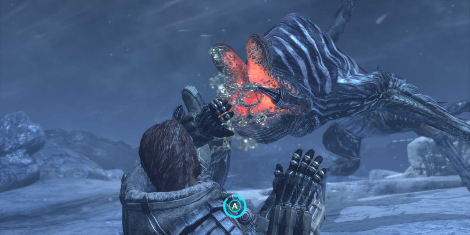 Fighting enemies in Lost Planet 3