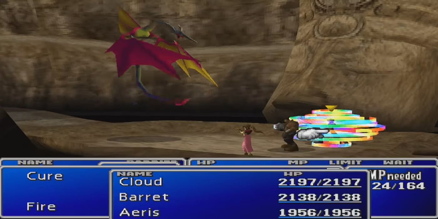 Aerith, Barret, and Cloud battle Rapps in Final Fantasy 7