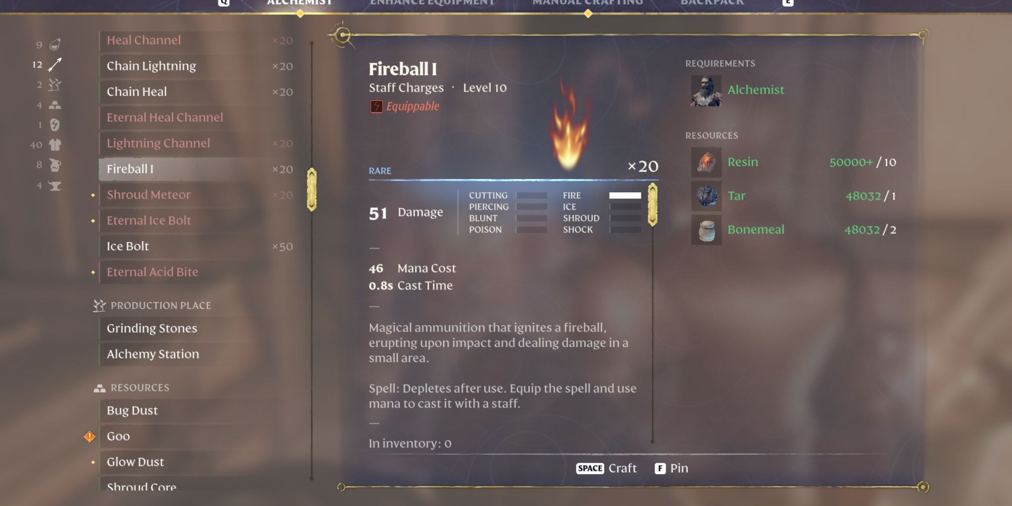 Fireball I Charges For Wizard Weapons In Enshrouded