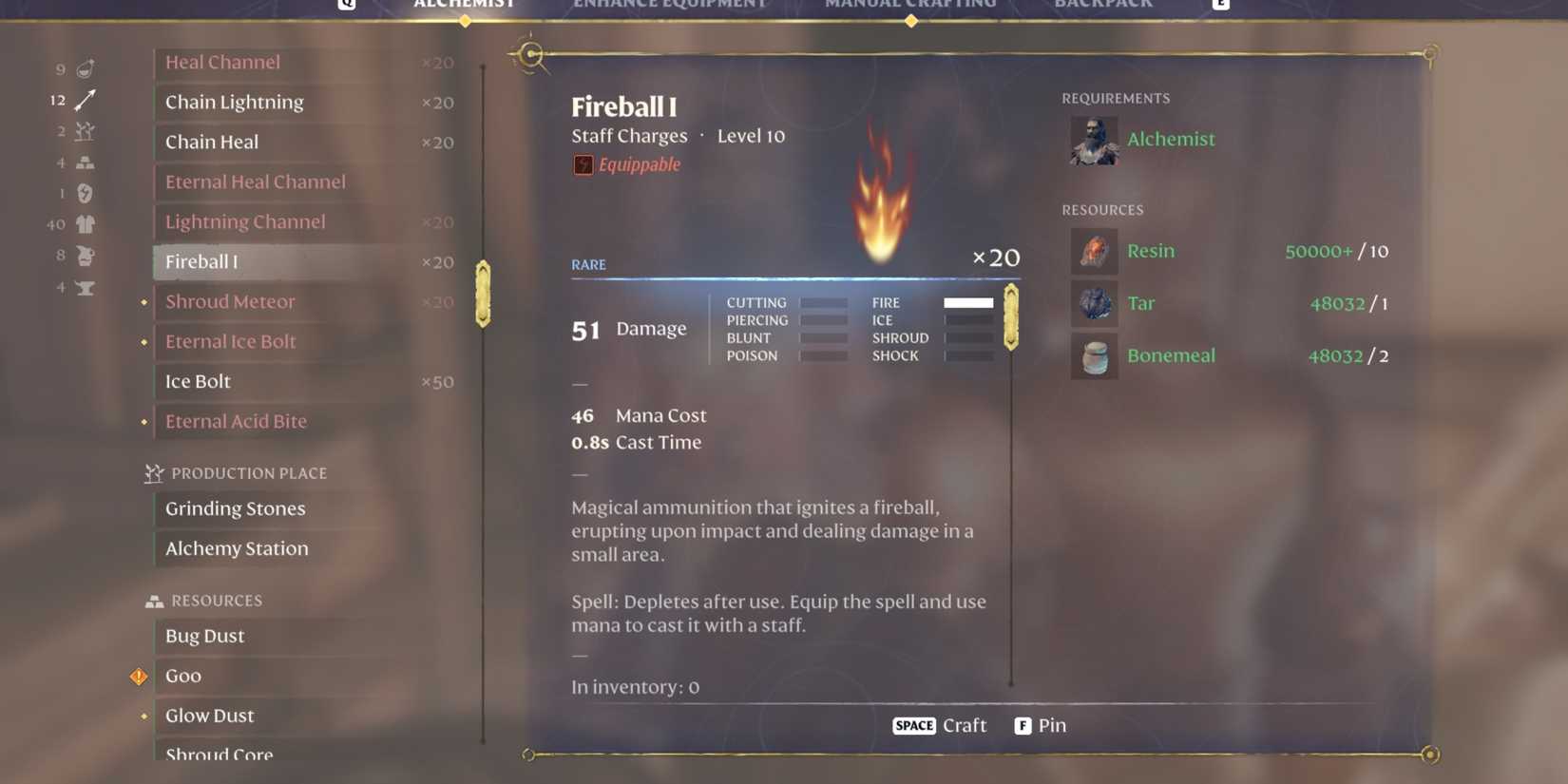 Fireball I Charges For Wizard Weapons In Enshrouded