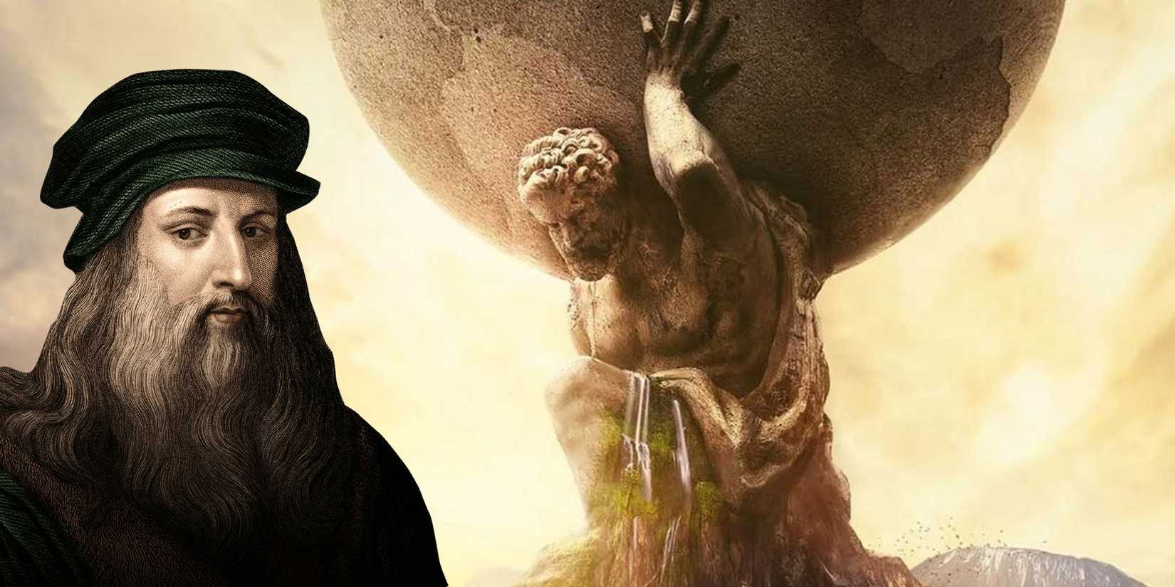 civilization 6 key art with leonardo da vinci self portrait