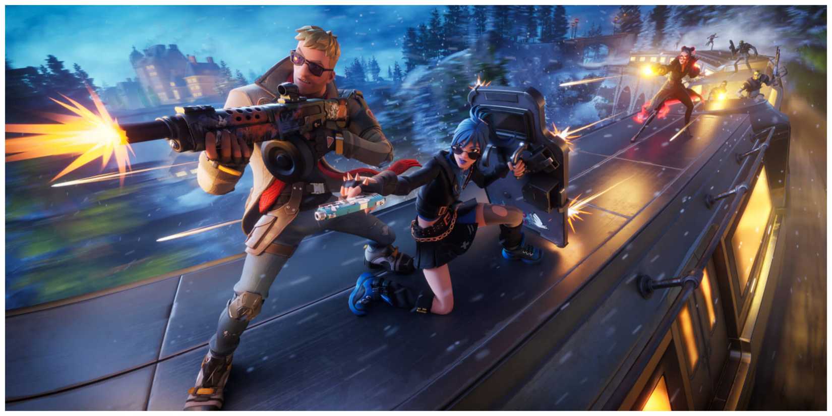 fortnite characters on train