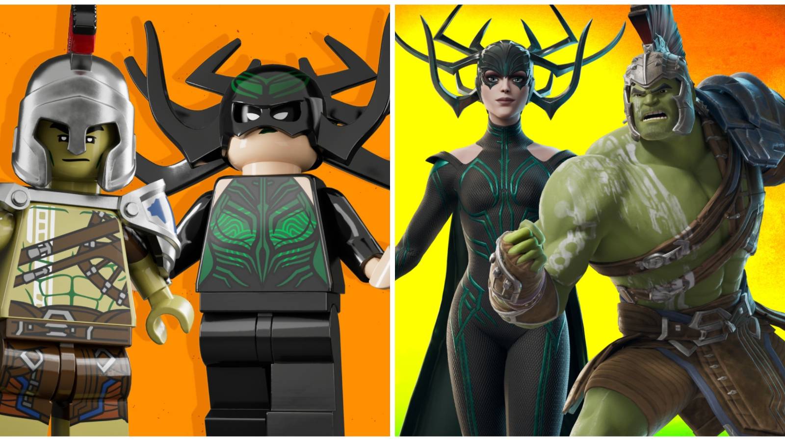 hulk and hela fortnite battle royale skins and lego variants