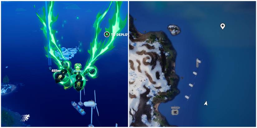 map marker over iceberg landmark