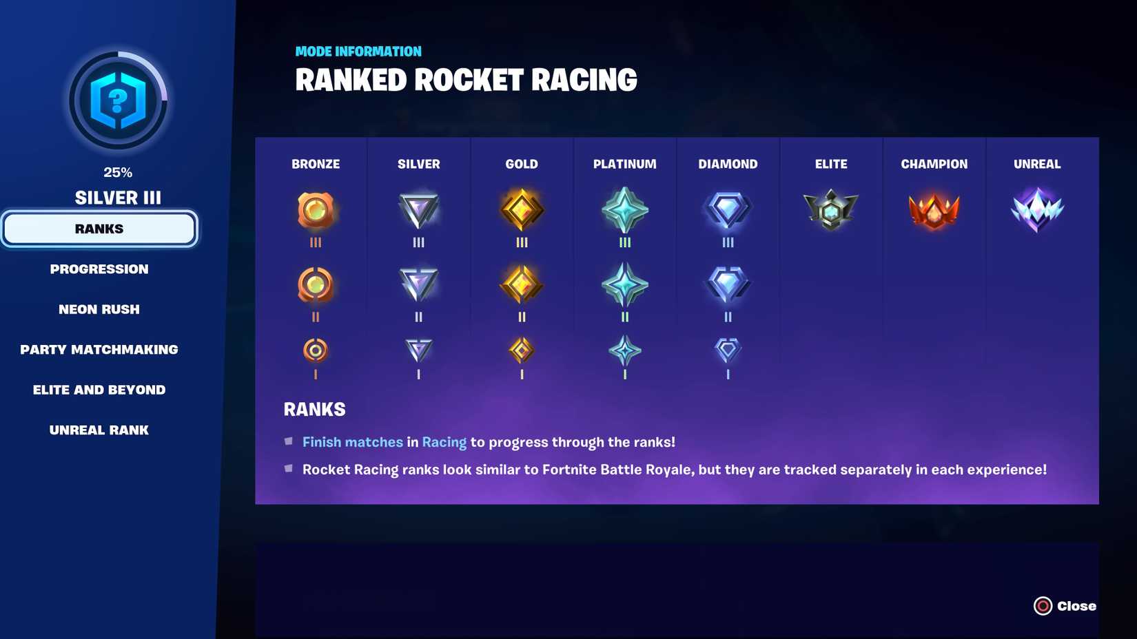 fortnite ranked rocket racing