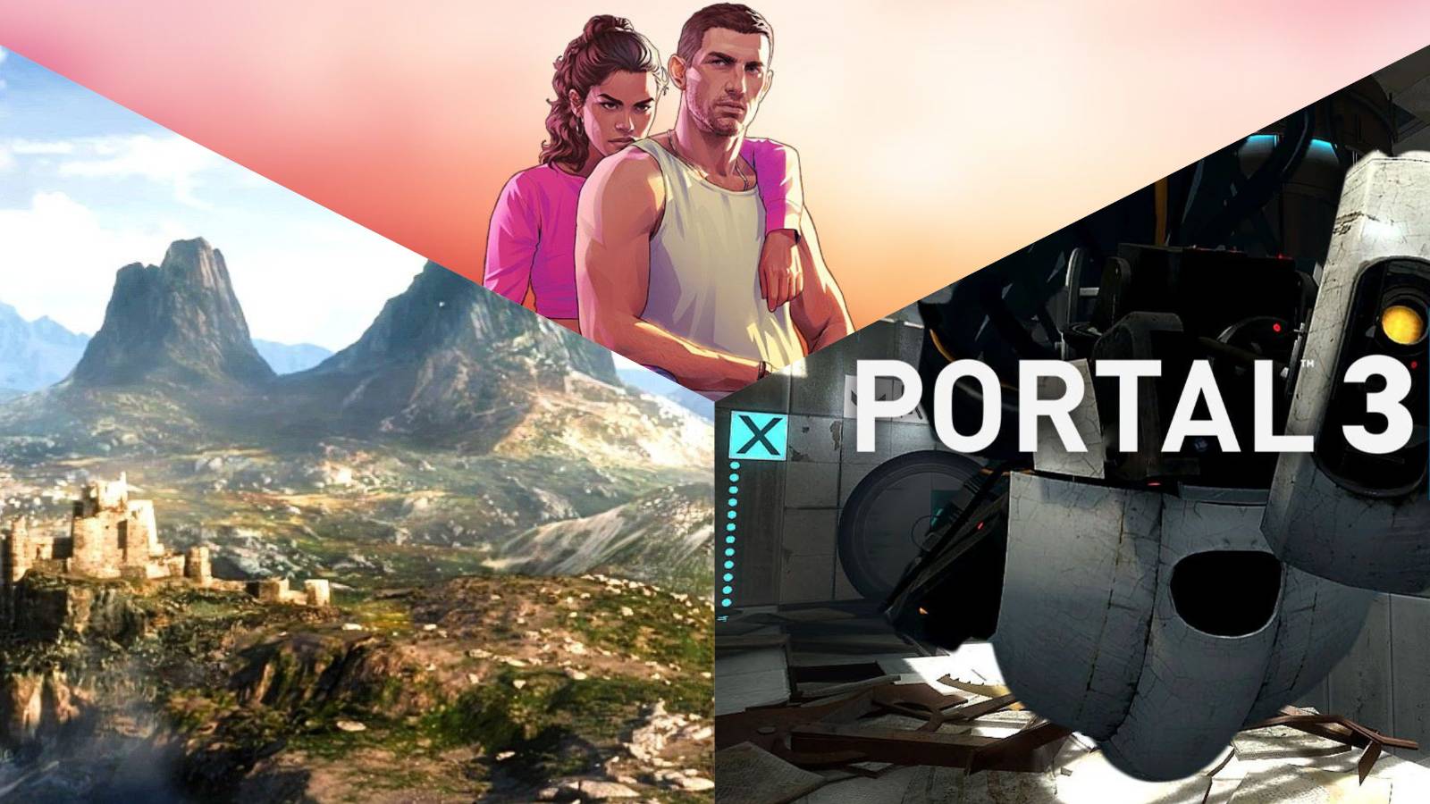 Split Images Featuring The Elder Scrolls 6, GTA 6, and Portal 3