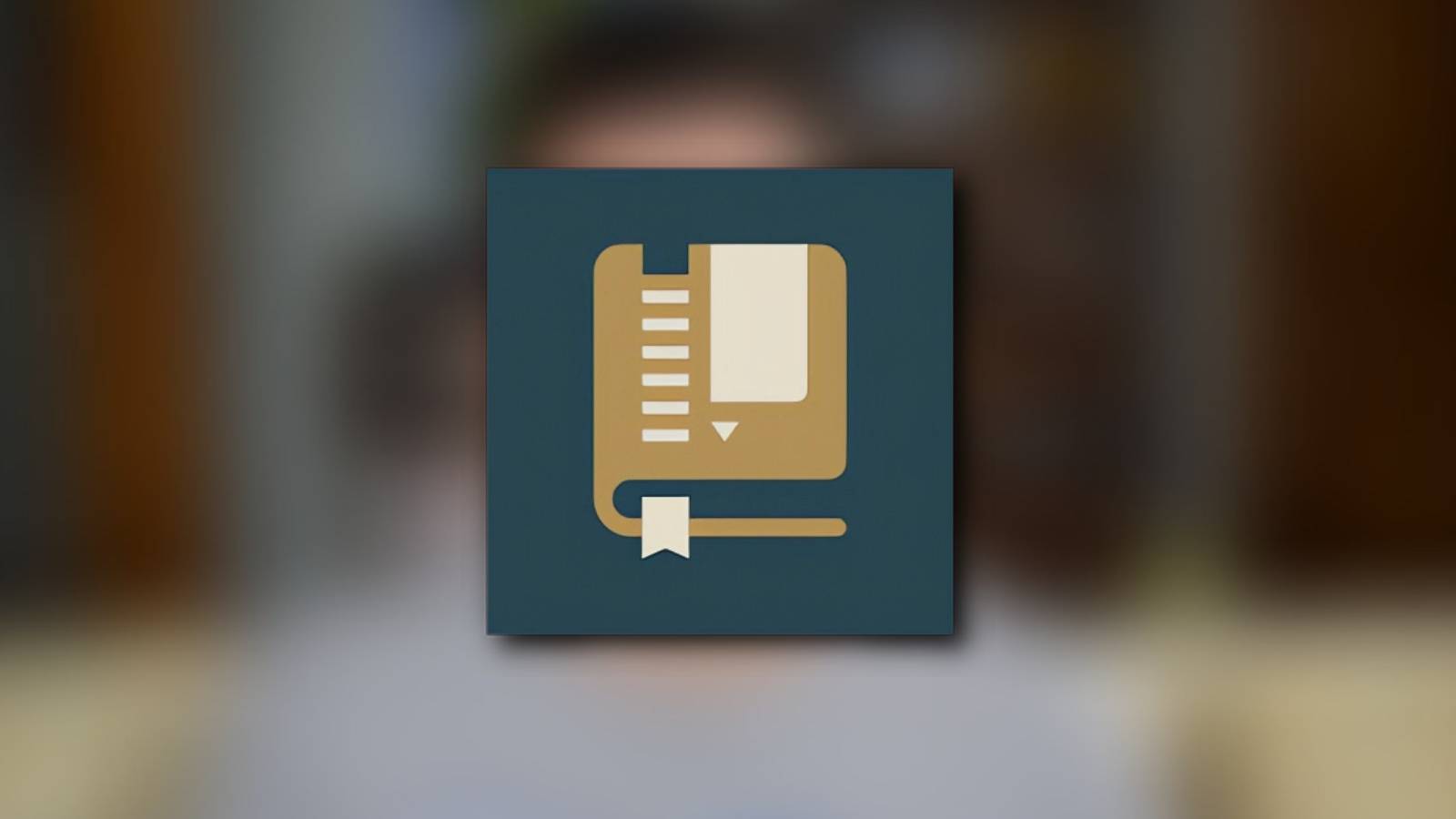 blurred image of gaming historian with logo in foreground