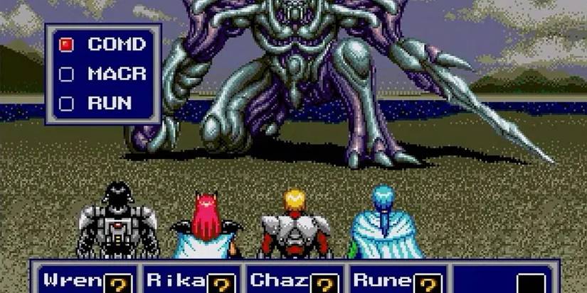 Heroes facing cyborg monster in Phantasy Star 4 