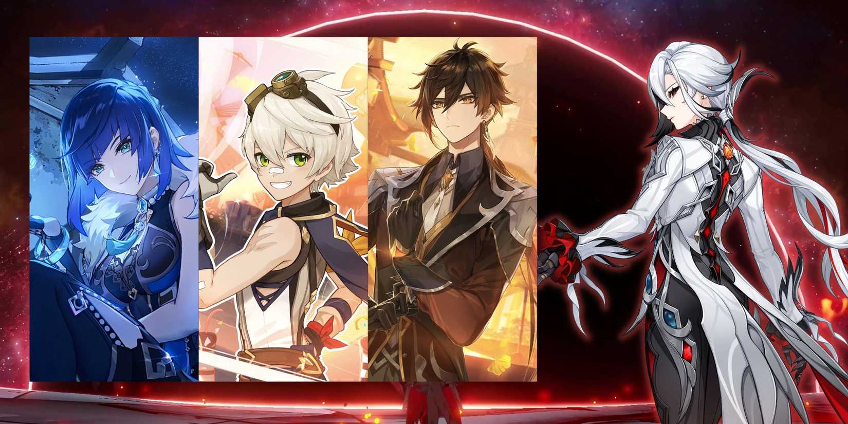 Genshin Impact Arlecchino + Yelan + Bennett + Zhongli