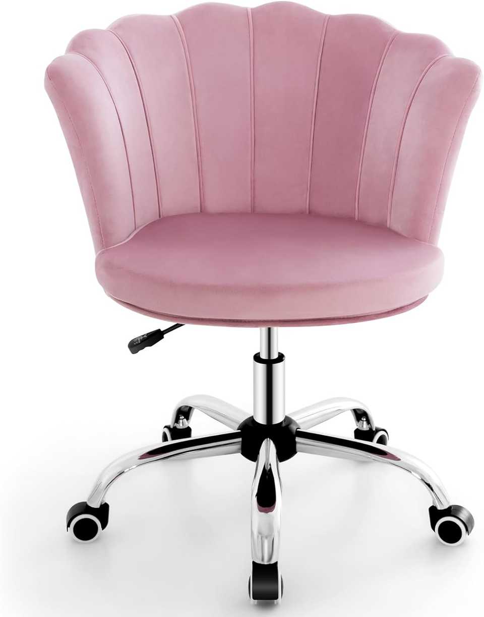 Giantex Velvet Office Desk Chair Pink