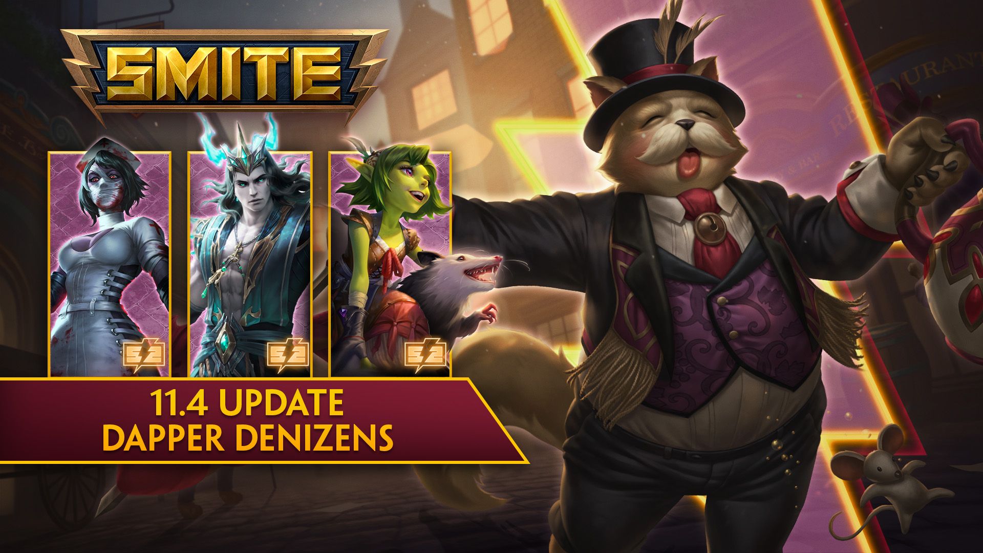The available skins in Smite's Dapper Denizens Event