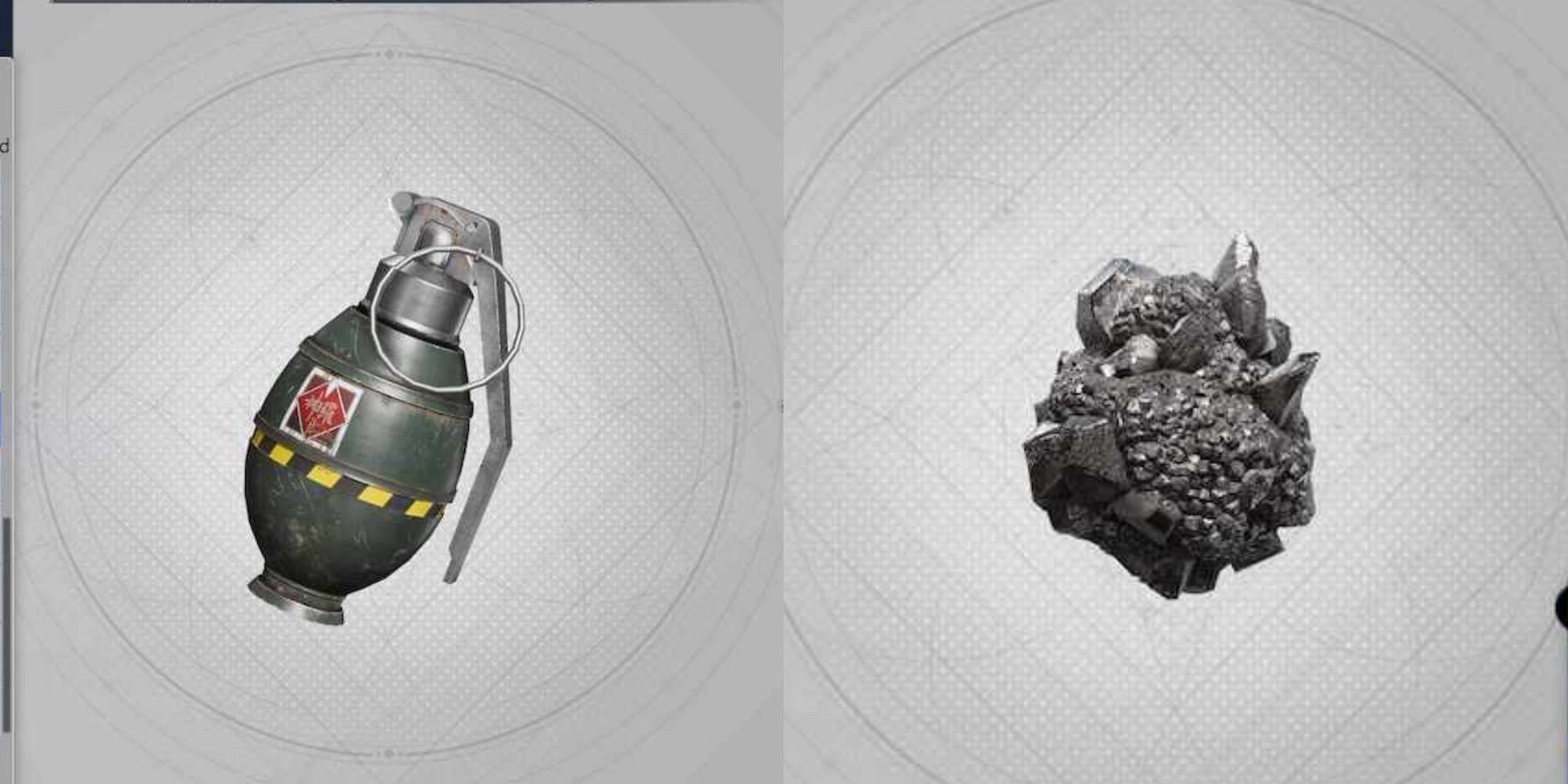 Grenade on the left, Zinc on the right