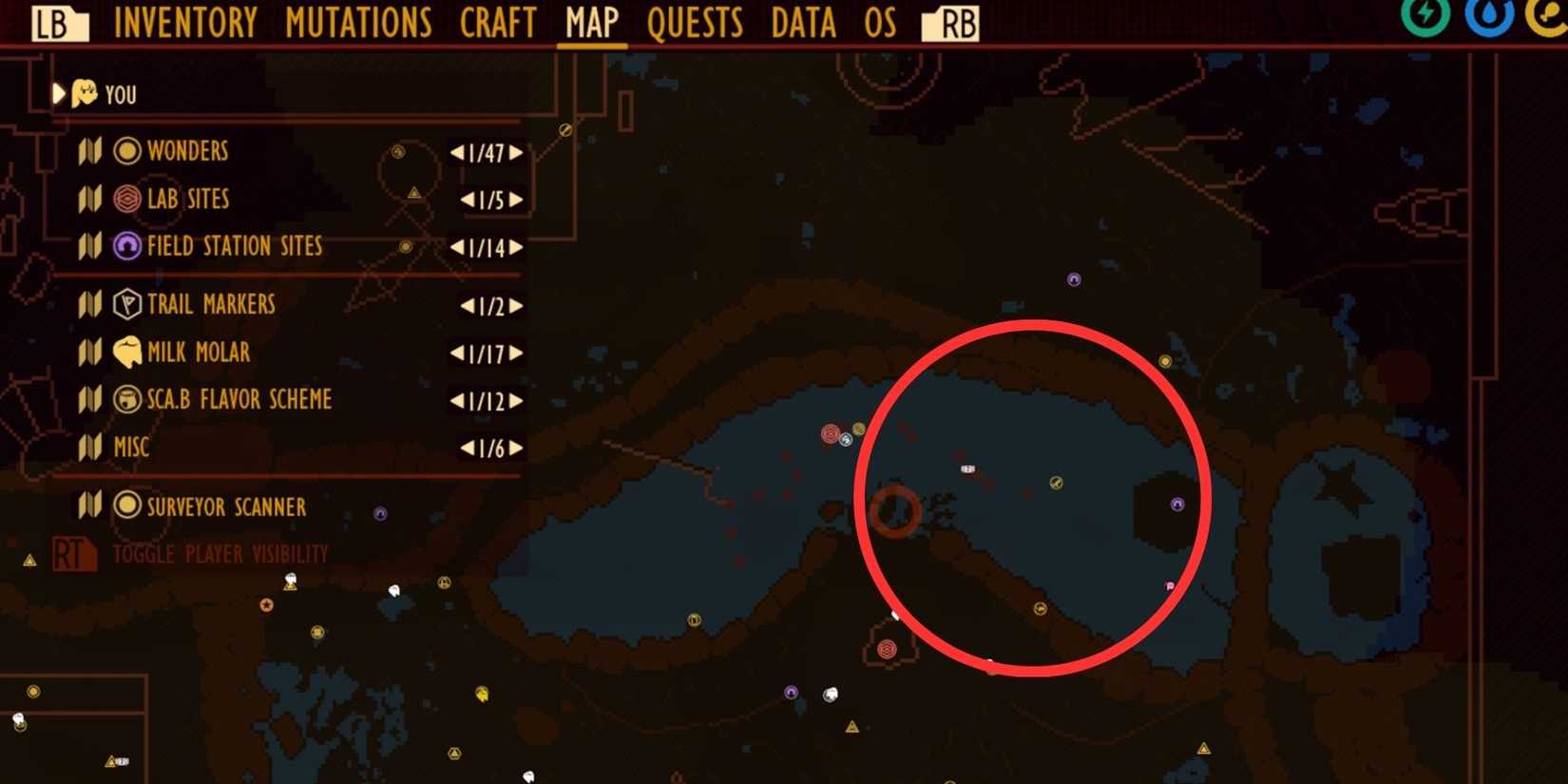 grounded lilypad wax map location