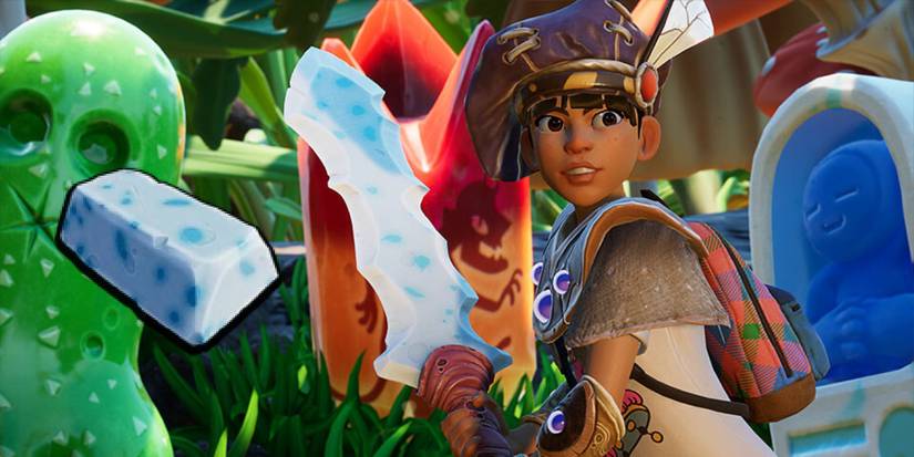 A Grounded character holds a Minty Sword next to a Mint Glob