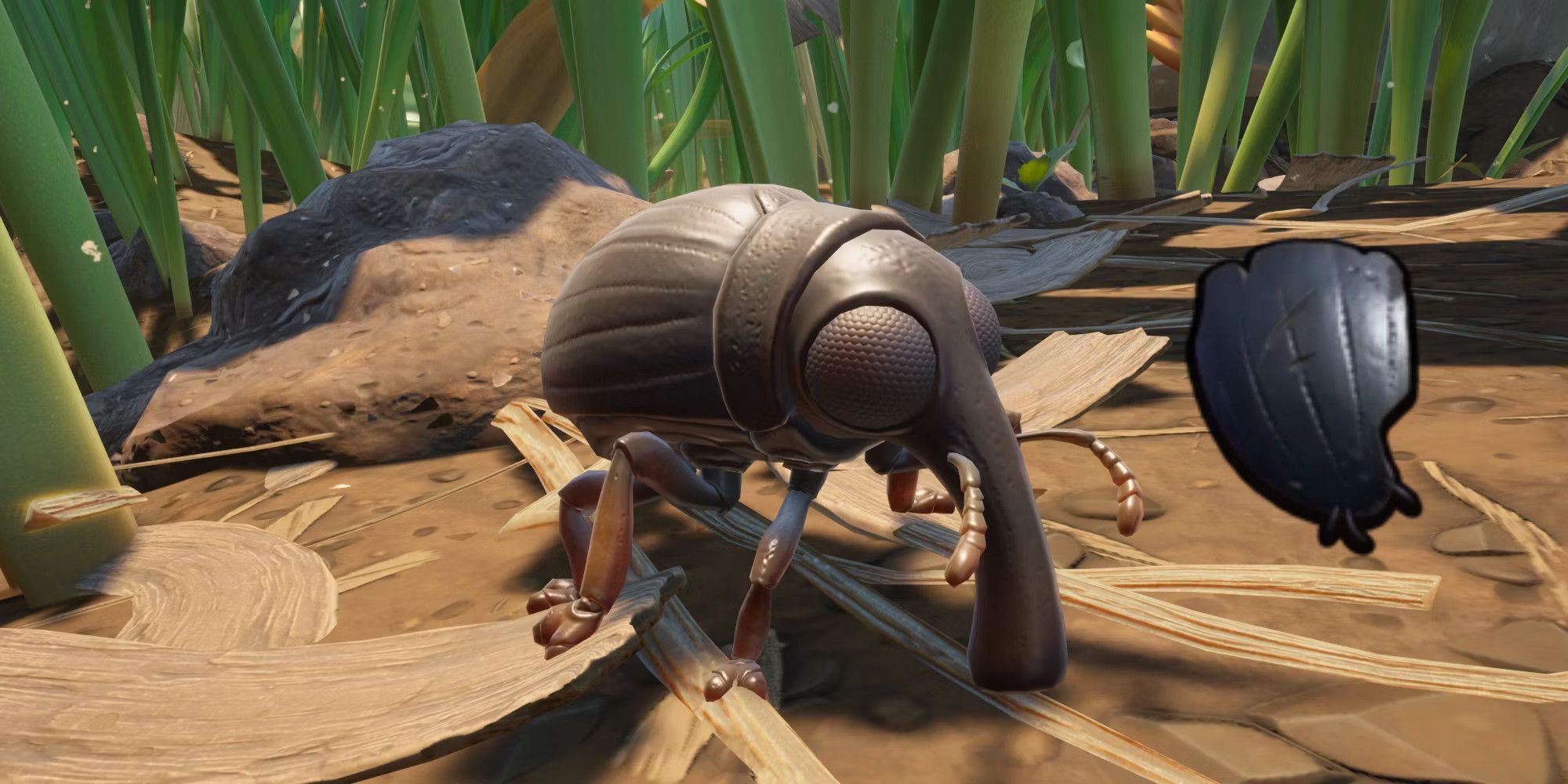 A Weevil from Grounded next to the Weevil Shield