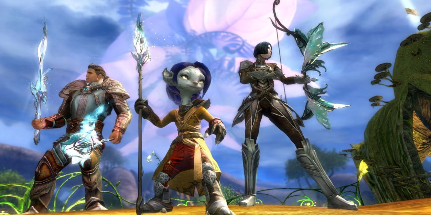 Guild Wars 2 characters posing