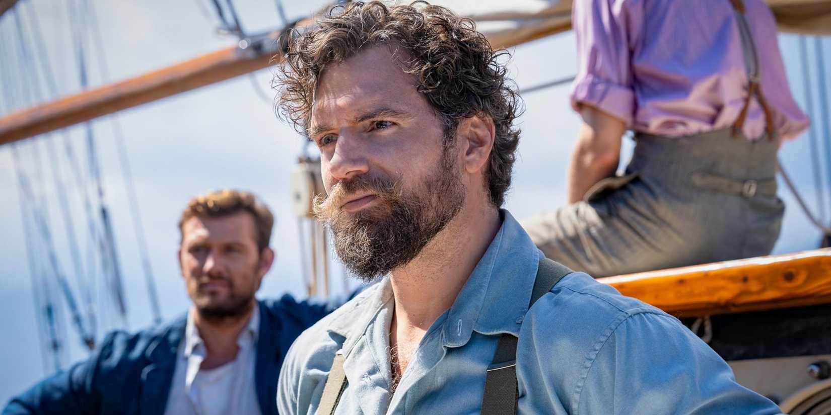 Gus and his crew on a boat in The Ministry of Ungentlemanly Warfare