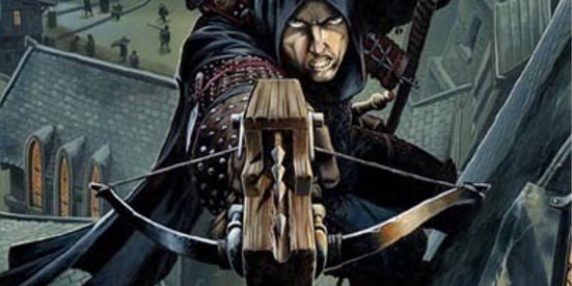 A Dungeons and Dragons characters aiming a Hand Crossbow