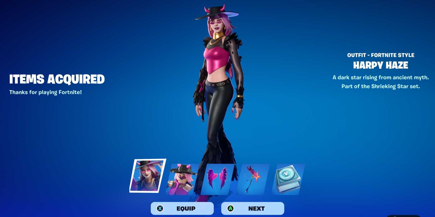 claiming all items in the shrieking star quest pack